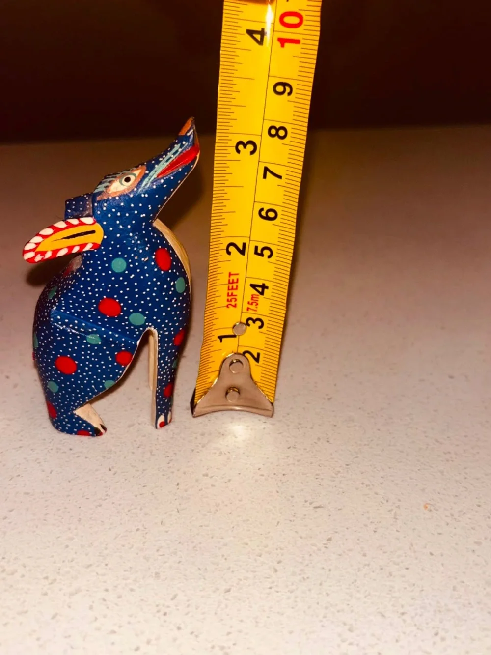 Mexican Oaxacan Alebrije Coyote Wolf Blue Wood Carving Folk Art Figurine 3.75